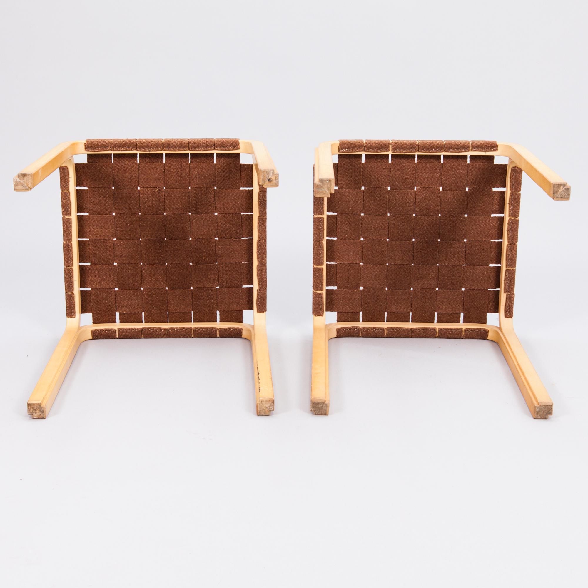 ALVAR AALTO, a pair of mid 20th century 'Y61' stools for Artek. Finland.