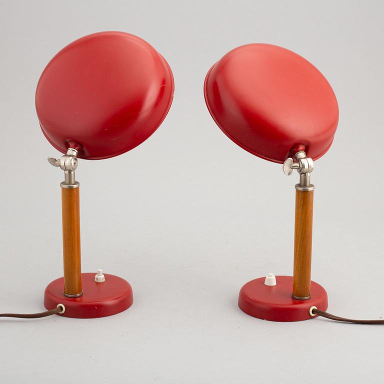 Bords-/vägglampor, ett par, funkis, 1930-tal.