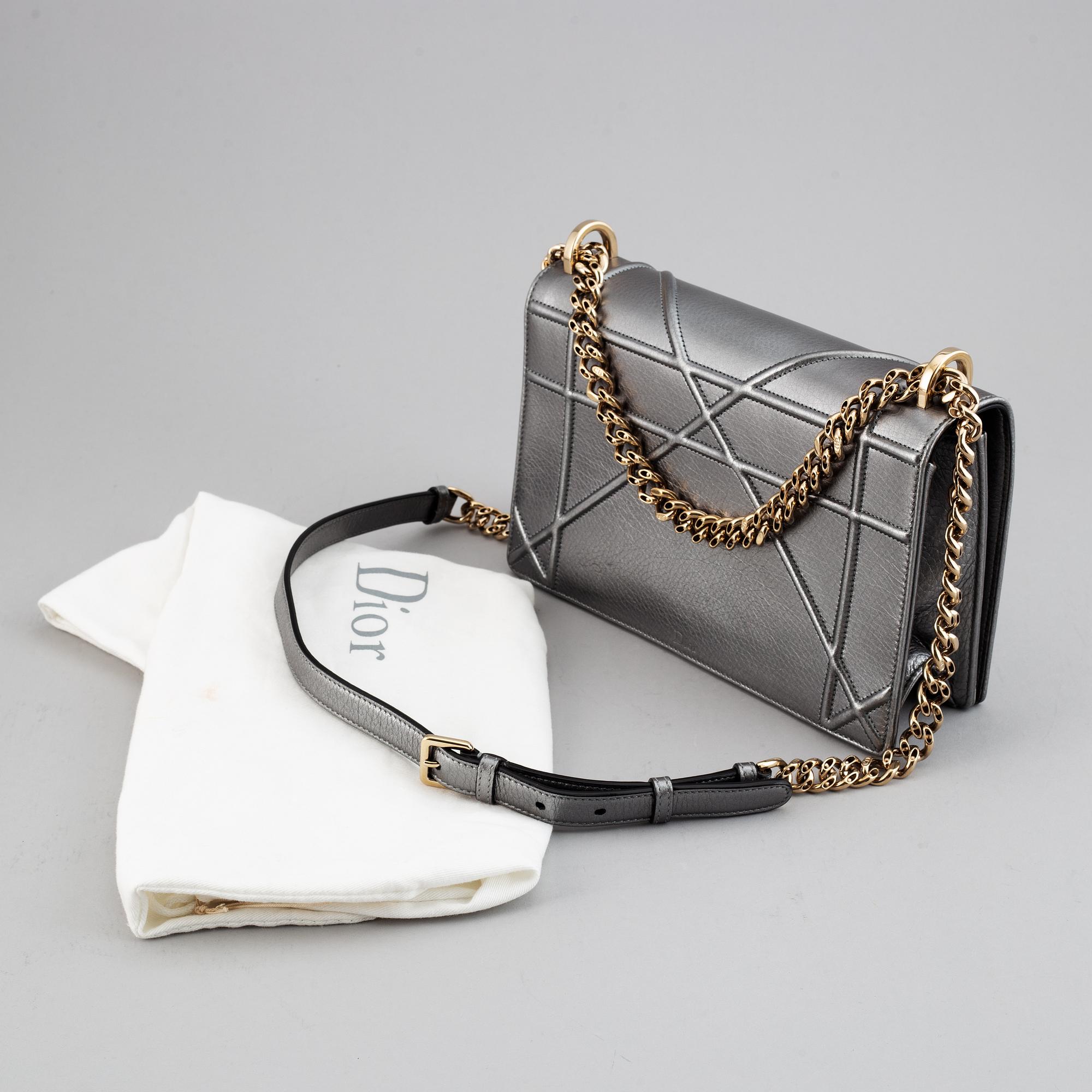 Christian Dior, a 'Diorama' metallic leather handbag.