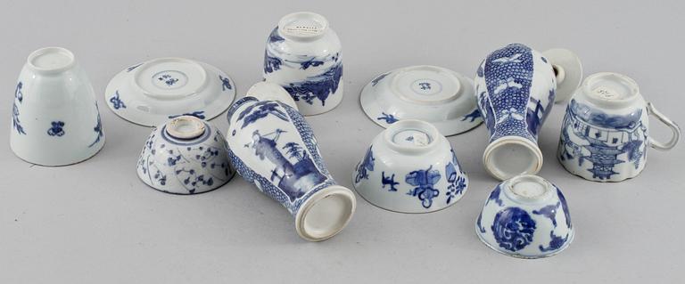 PARTI PORSLIN, Kina, 10 delar, 1700/1800-tal.