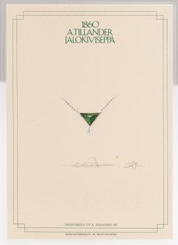 A Tillander, Kaulkoru, 18K valkokultaa, turmaliini, briolet-hiontainen timantti n. 0.56 ct. Helsinki 2001.