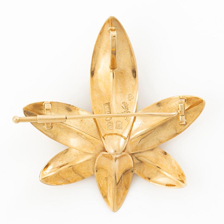 Brooch/pendant, Engelbert, Stigbert, in the form of a lily, 18K gold.