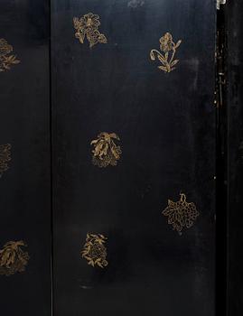 A Chinese six fold screen, late Qing dynasty (1644-1912).