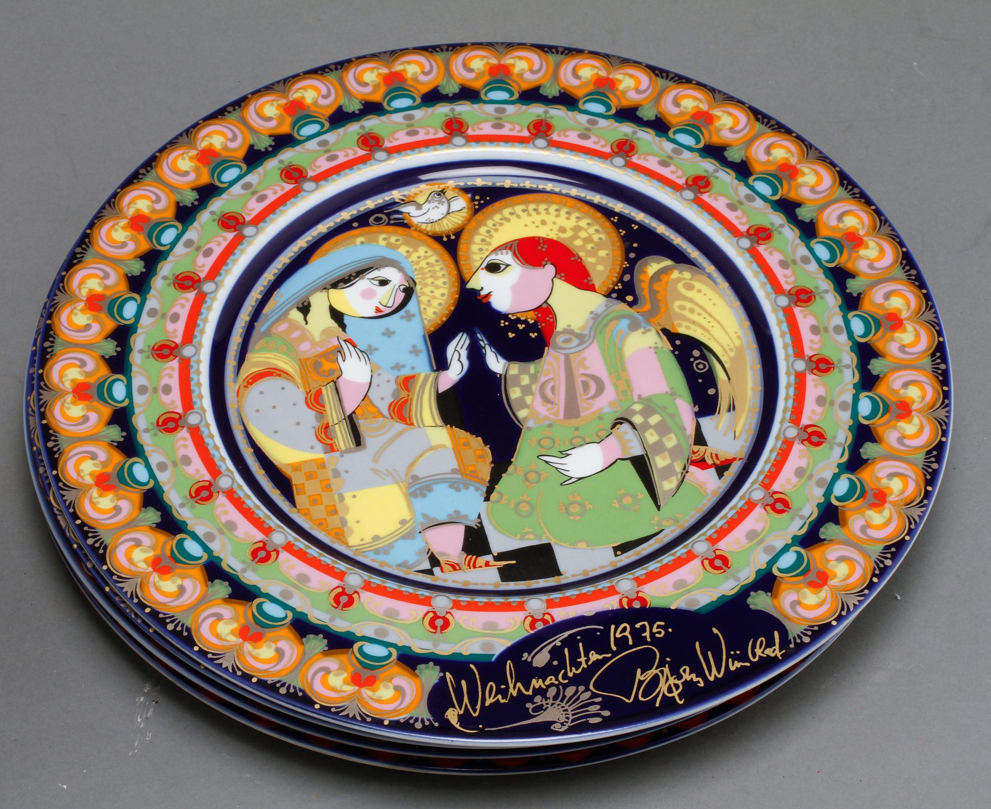 TALLRIKAR, 9 st, porslin, Björn Wiinblad, Rosenthal Studio-Line, 1970/80-tal.