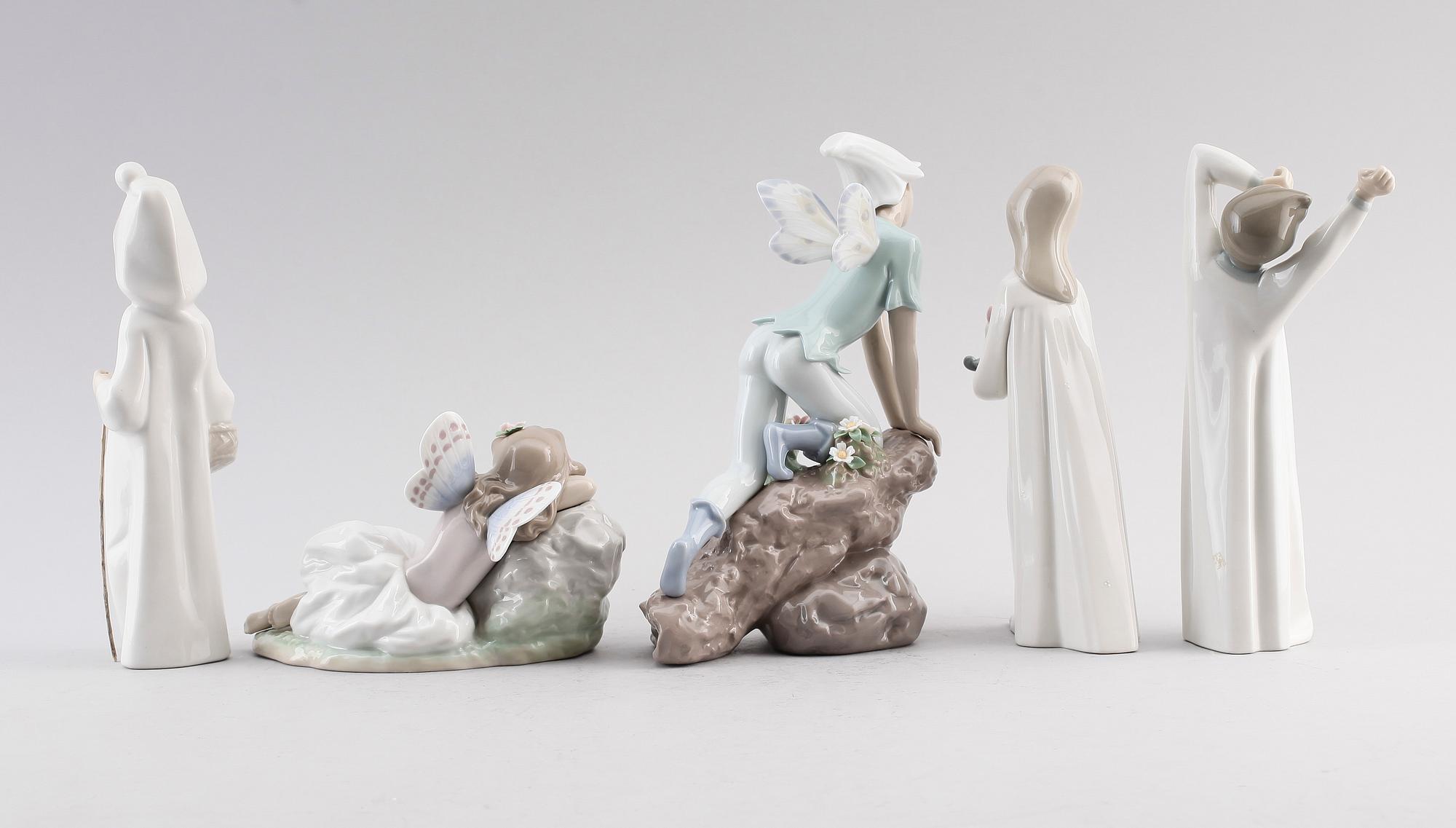FIGURER, 5 st, porslin, Lladro, Spanien.