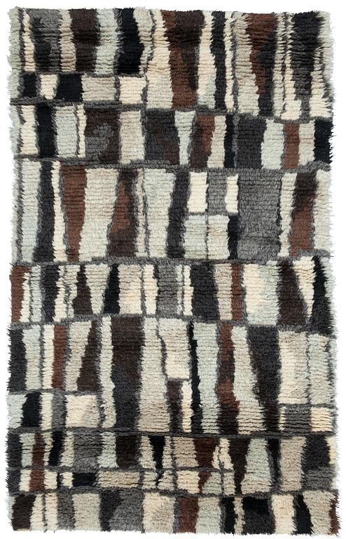 M Harström, MATTA. "Mörk konstruktion". Rya. 223 x 138,5 cm. M. Harström, Hemslöjden, Borås.
