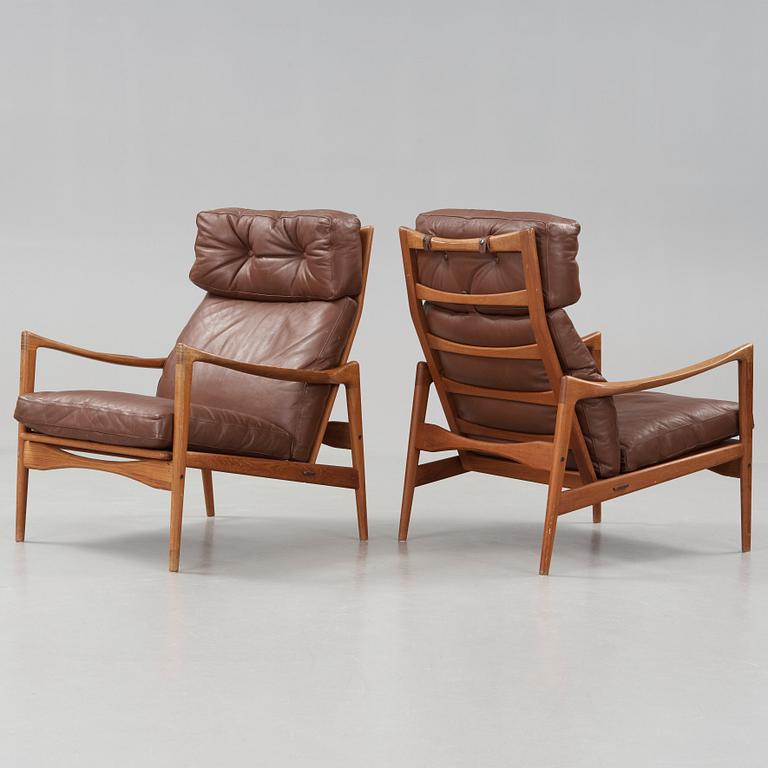 Ib Kofod-Larsen, a pair of 'Kandidaten' easy chairs, OPE Möbler, Sweden 1960's.