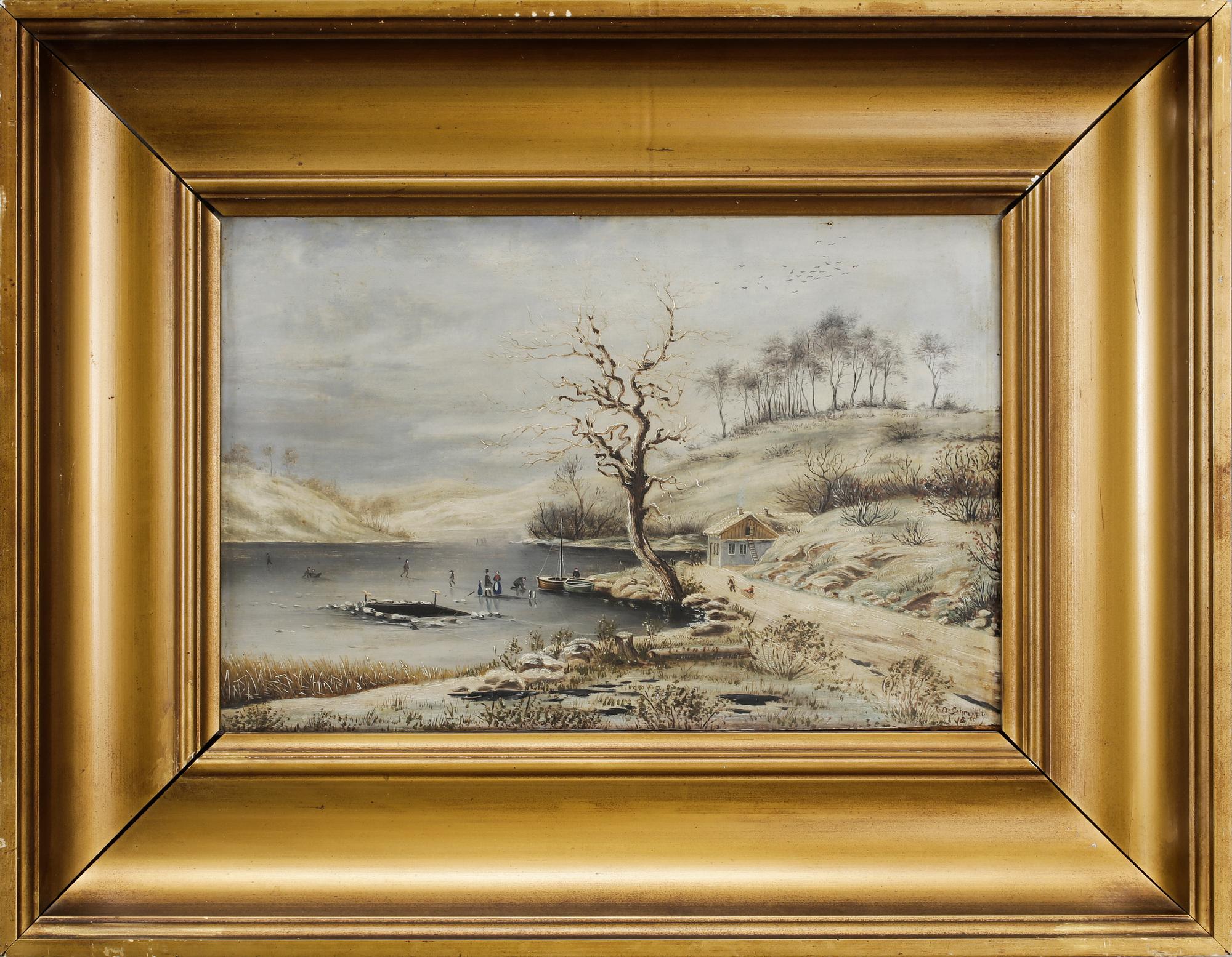 ALEXANDER C SCHMIDT, olja på plåt. Signerad och daterad 1870.