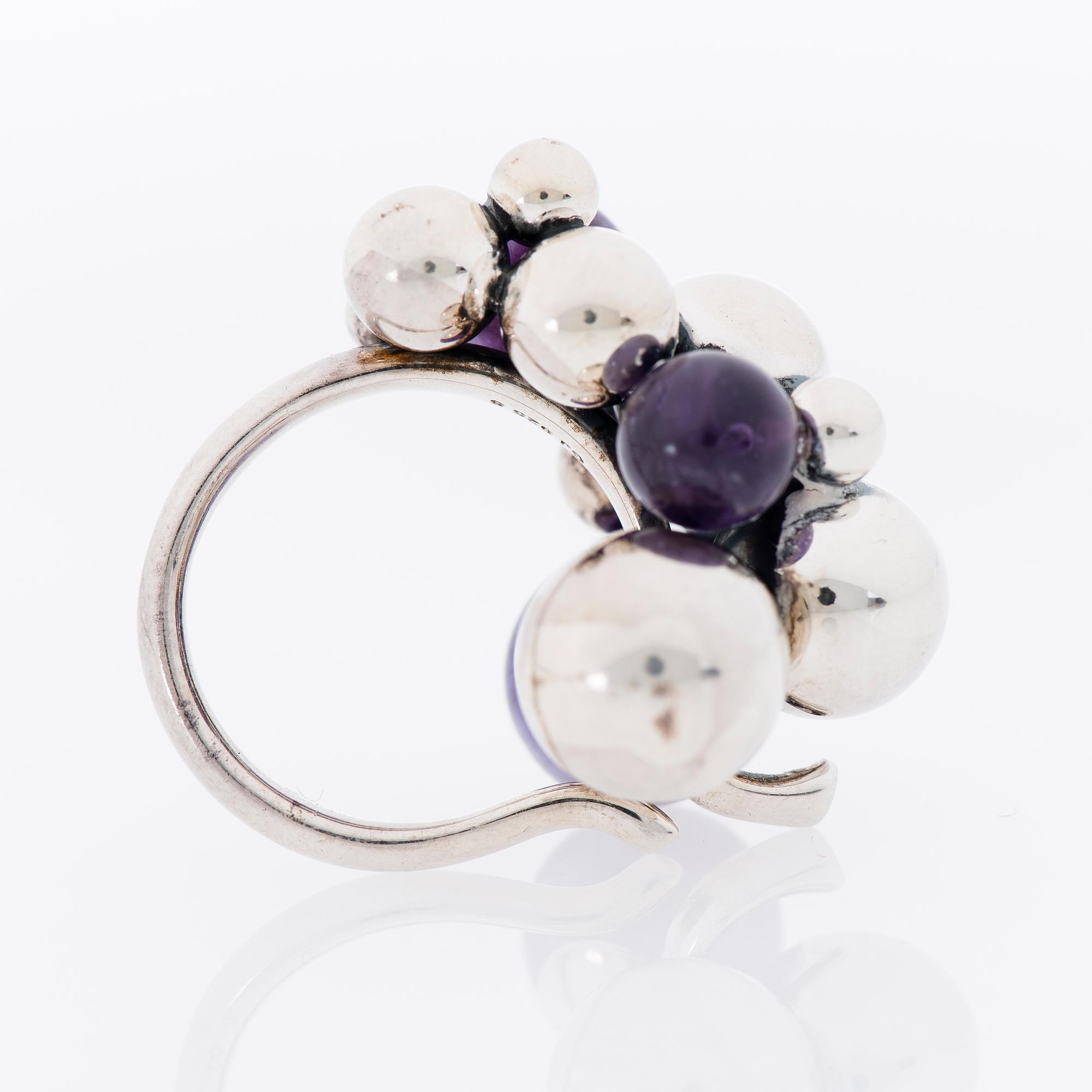RING, "Moonlight grapes", Georg Jensen, silver, ametister.