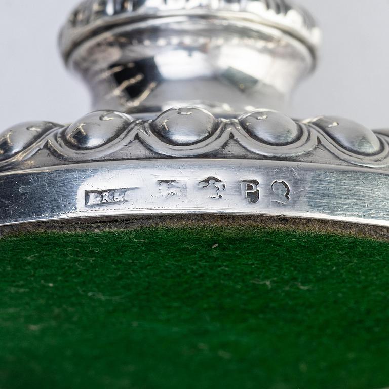 Four English silver candlesticks, marks of John Roberts & Co, Sheffield 1808.