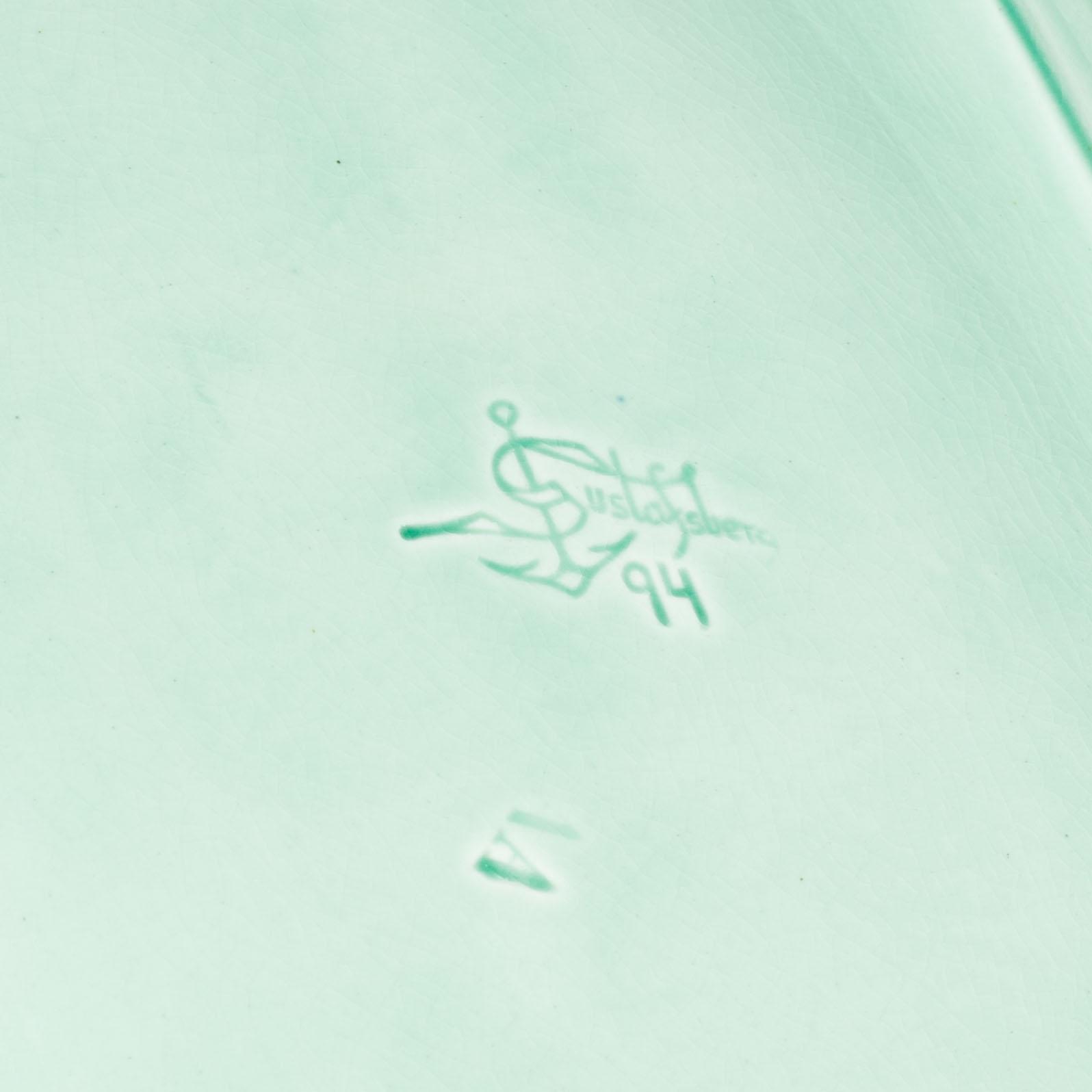 SPARRISFAT, 2 delar, flintgods. Majolika, Gustavsberg, omkring 1900.