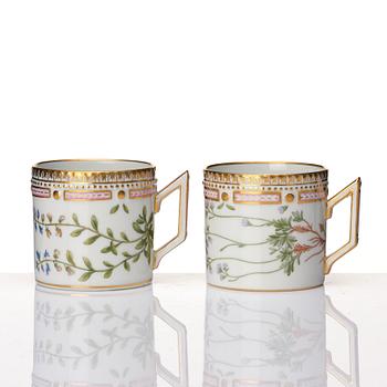 A set of 12 Royal Copenhagen 'Flora Danica' coffee cups with stands, Denmark, 20th Century.