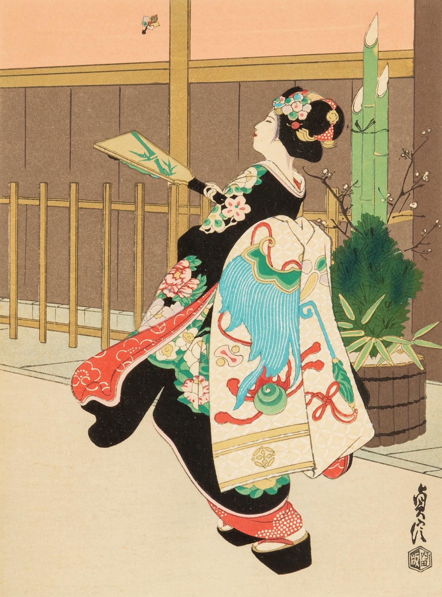 Hasegawa Sadanobu III, färgträsnitt, 3st, Japan, 1900-tal.