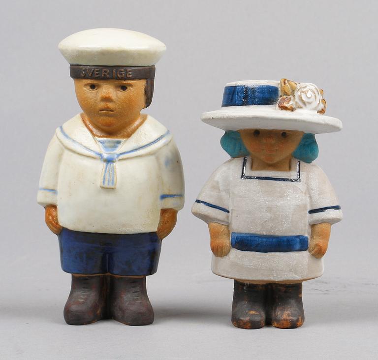 FIGURINER, 2 st, stengods, Lisa Larsson, Gustavsberg.