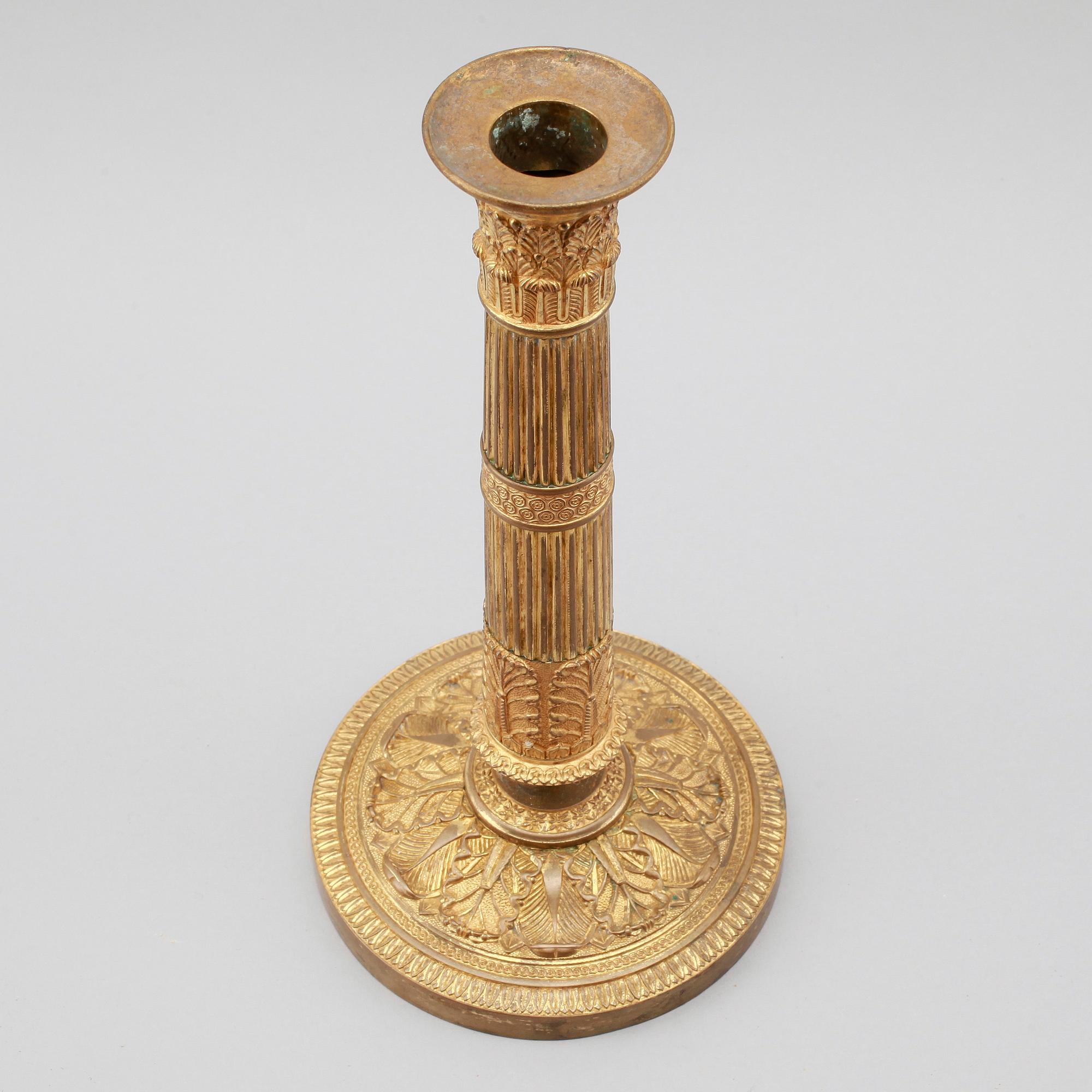 LJUSSTAKE, förgylld, empire, tidigt 1800-tal.