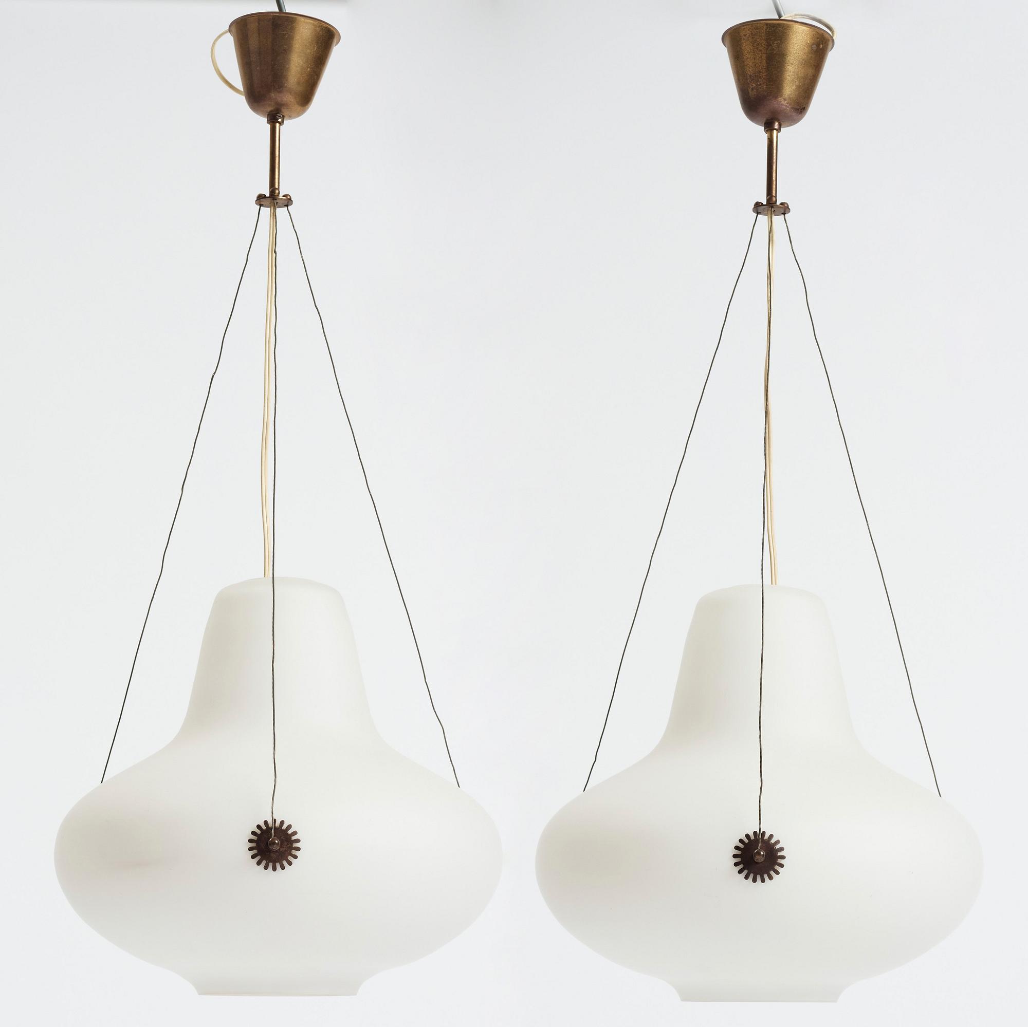 Carl-Axel Acking, a pair of Swedish Modern ceiling lamps, 1940-50's.