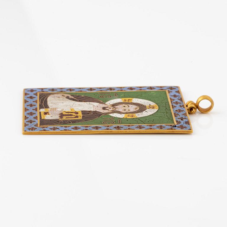 A modern Byzantine-style gold and enamel plaque.