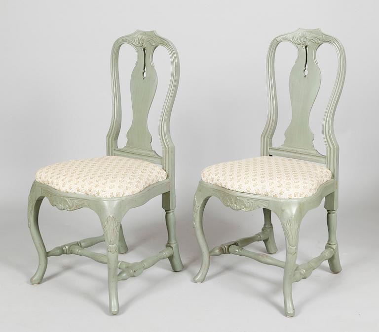 MATSALSMÖBEL, 11 delar, rokokostil, 1800-/1900-tal.