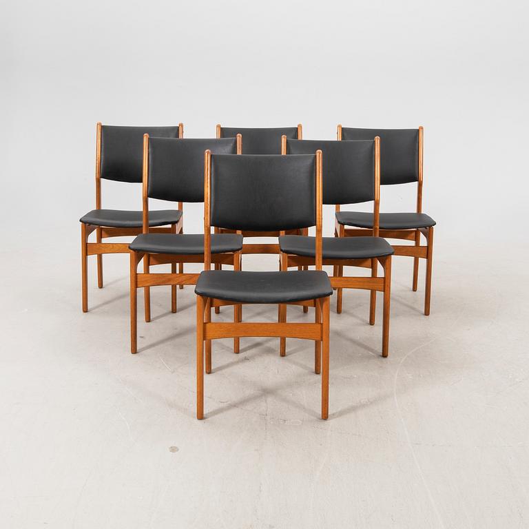 A set of six Danish 1960s teak chairs.