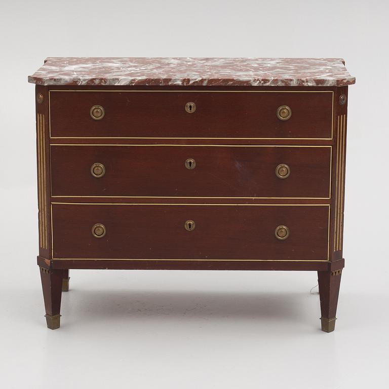 A Gustavian style chest of drawers, mid 20th Century.