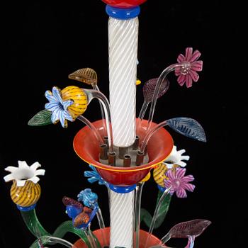 Jonas Rooth, A Jonas Rooth polychrome five light glass chandelier, Kivik, Sweden 1999.