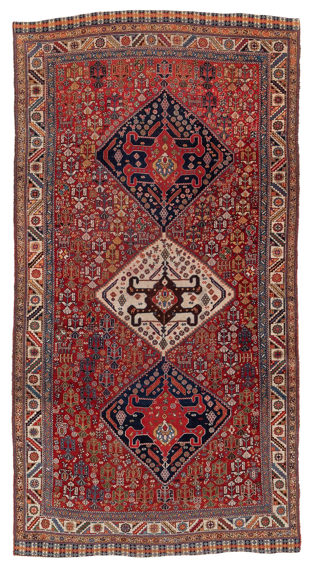 A Kashkuli Qashqai rug, South Persia, c. 246 x 128 cm.