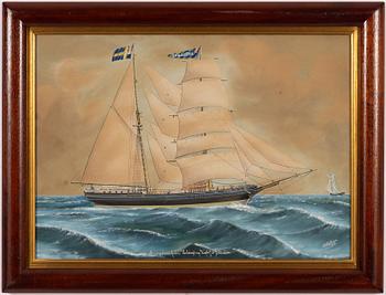 Lars Petter Sjöström, Råsegelskonaren "Amycalene" från Helsingborg (Kaptn E Johansson).