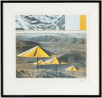 Christo & Jeanne-Claude, färgoffset, diptyk, 1991, signerade.
