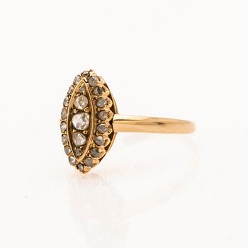 Ring, 18K gold, rose-cut diamonds, K. Anderson, 1896.