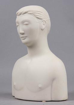 SKULPTUR, "Mannen med masken", parian, Stig Lindberg, Gustavsberg.