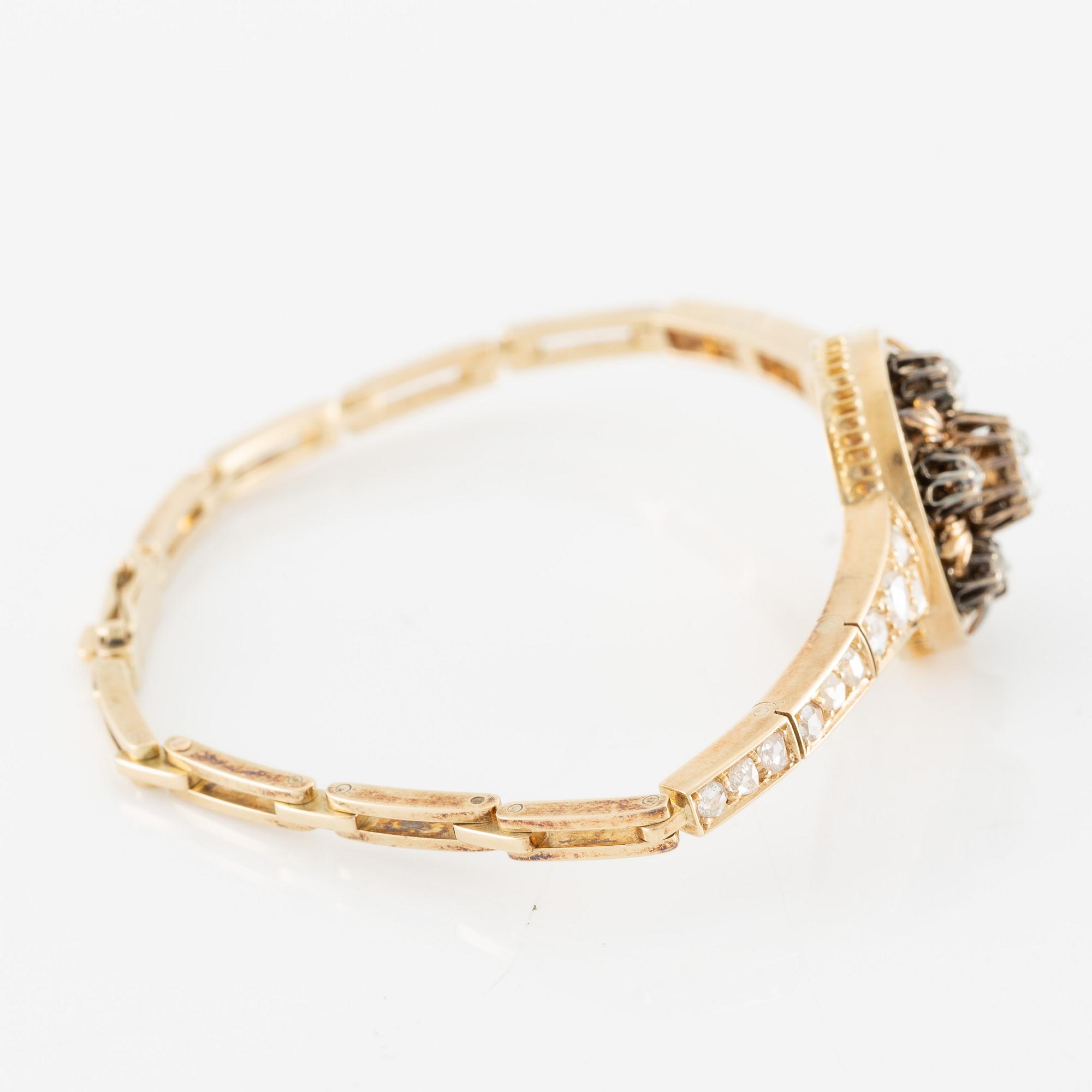 Bracelet, 18K gold and rose-cut diamonds.