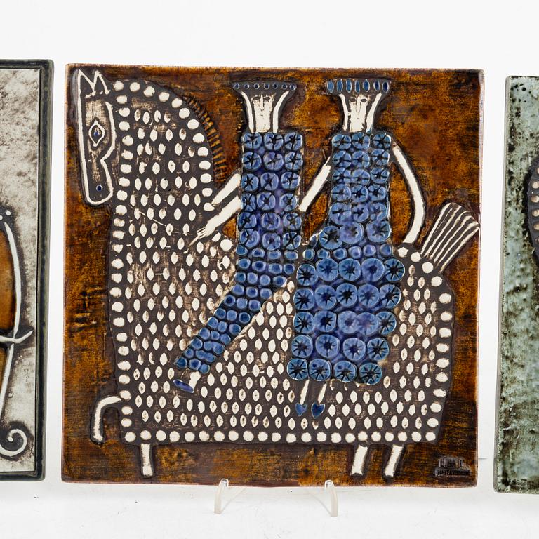 Lisa Larson, wall reliefs, 3 pcs, stoneware, Gustavsberg.