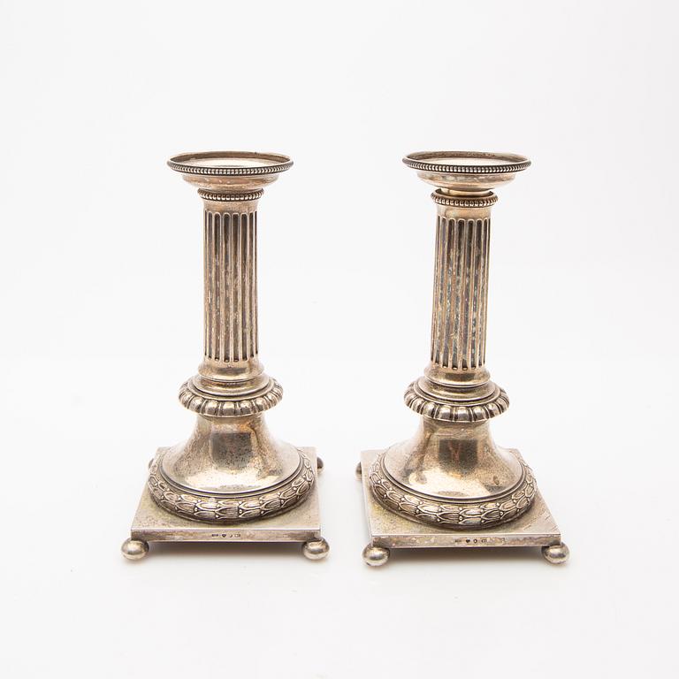 C.G. Hallberg, Ljusstakar, ett par, silver, 1900, Stockholm.
