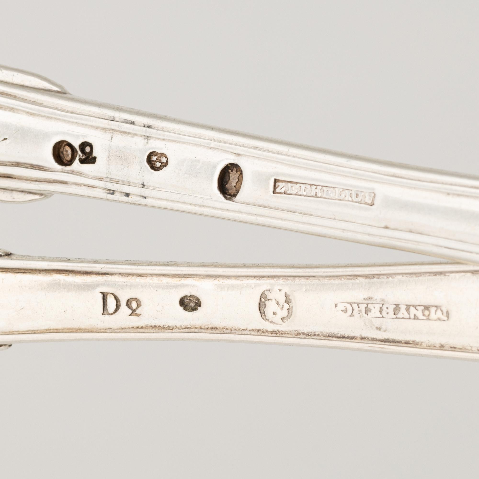 Six forks and six spoons ,silver, Mikael Nyberg Stockholm 1786.