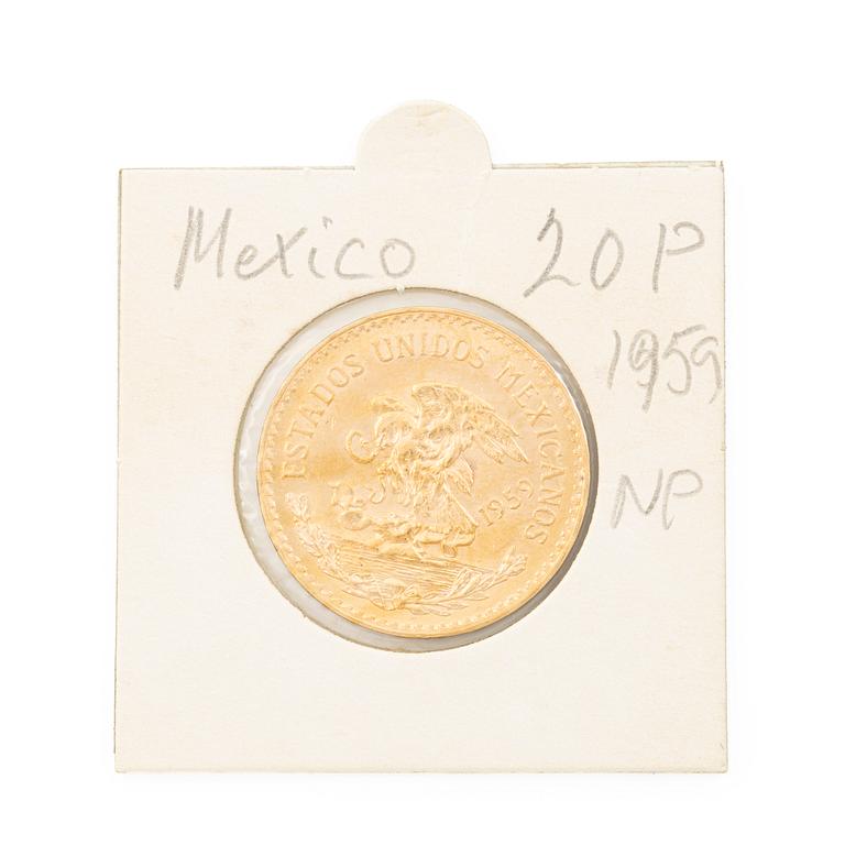 Gold coin, Mexico, 20 Pesos, 1959.