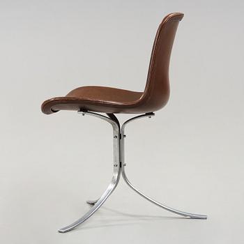 A Poul Kjaerholm steel and brown leather 'PK-9' chair, E Kold Christensen, Denmark 1960's.