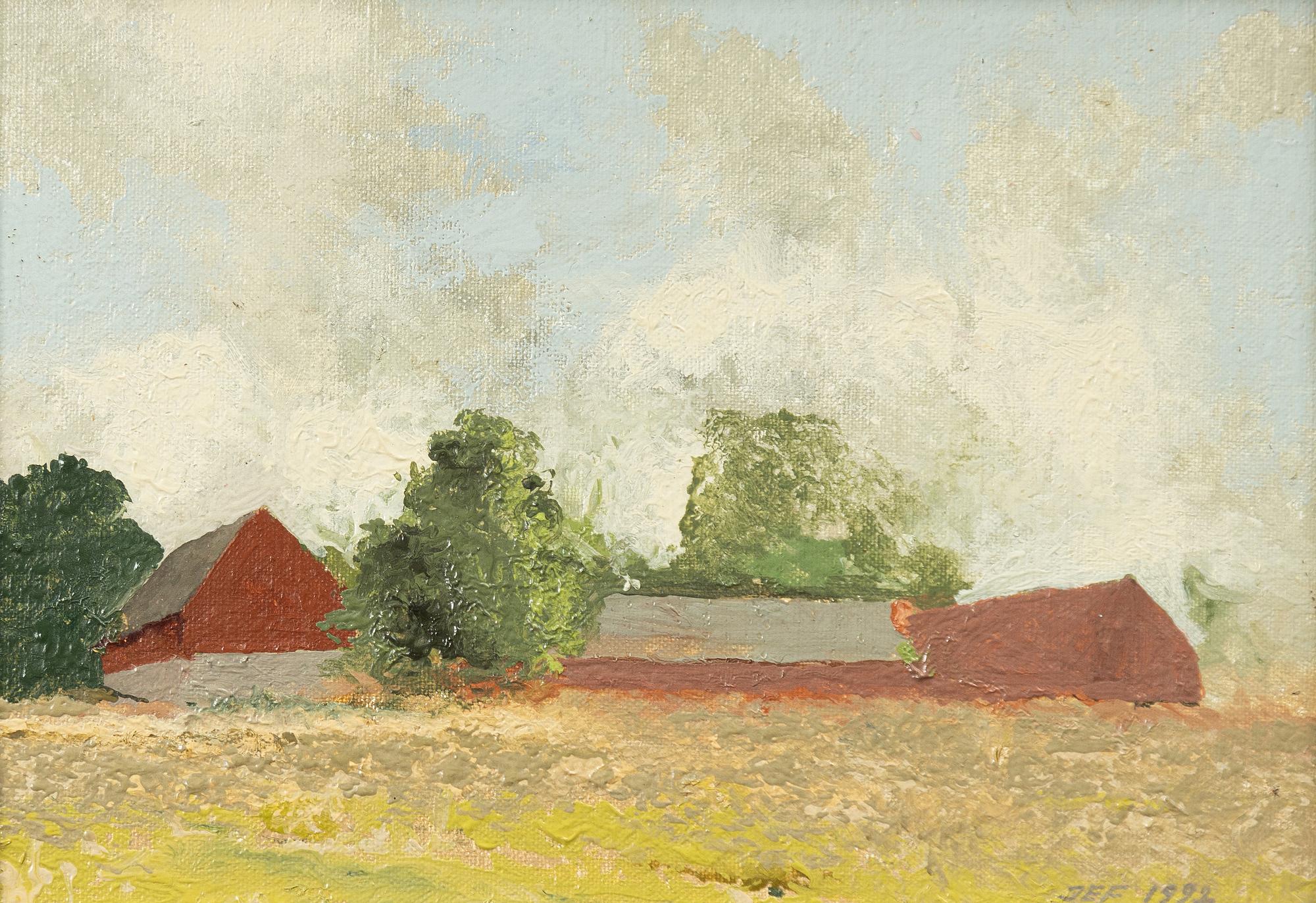 John-E Franzén, "Ladugårdarna på Fylleskog sedda bakifrån".