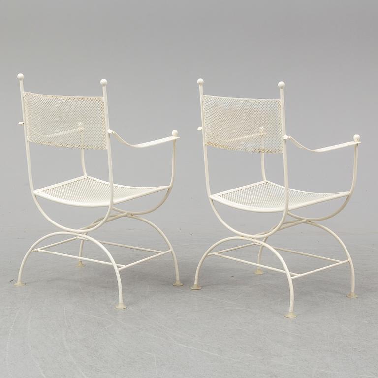 A set of six 20th century painted metal garden/patio chairs.