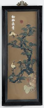 VÄGGPLAKETTER, sten, 4 st, Kina, 1900-talets andra hälft.