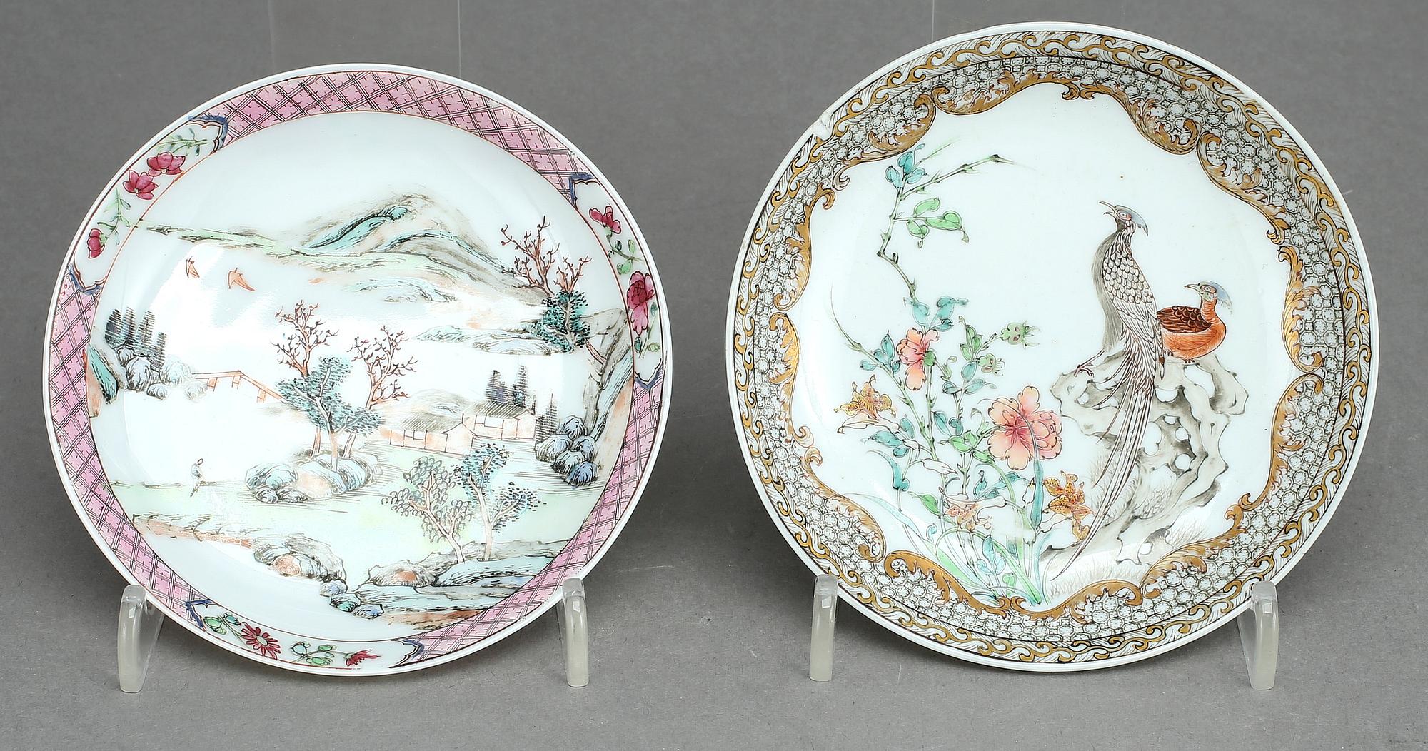 KOPPAR MED FAT, 2+2 st, porslin, Kina, 1700-tal.