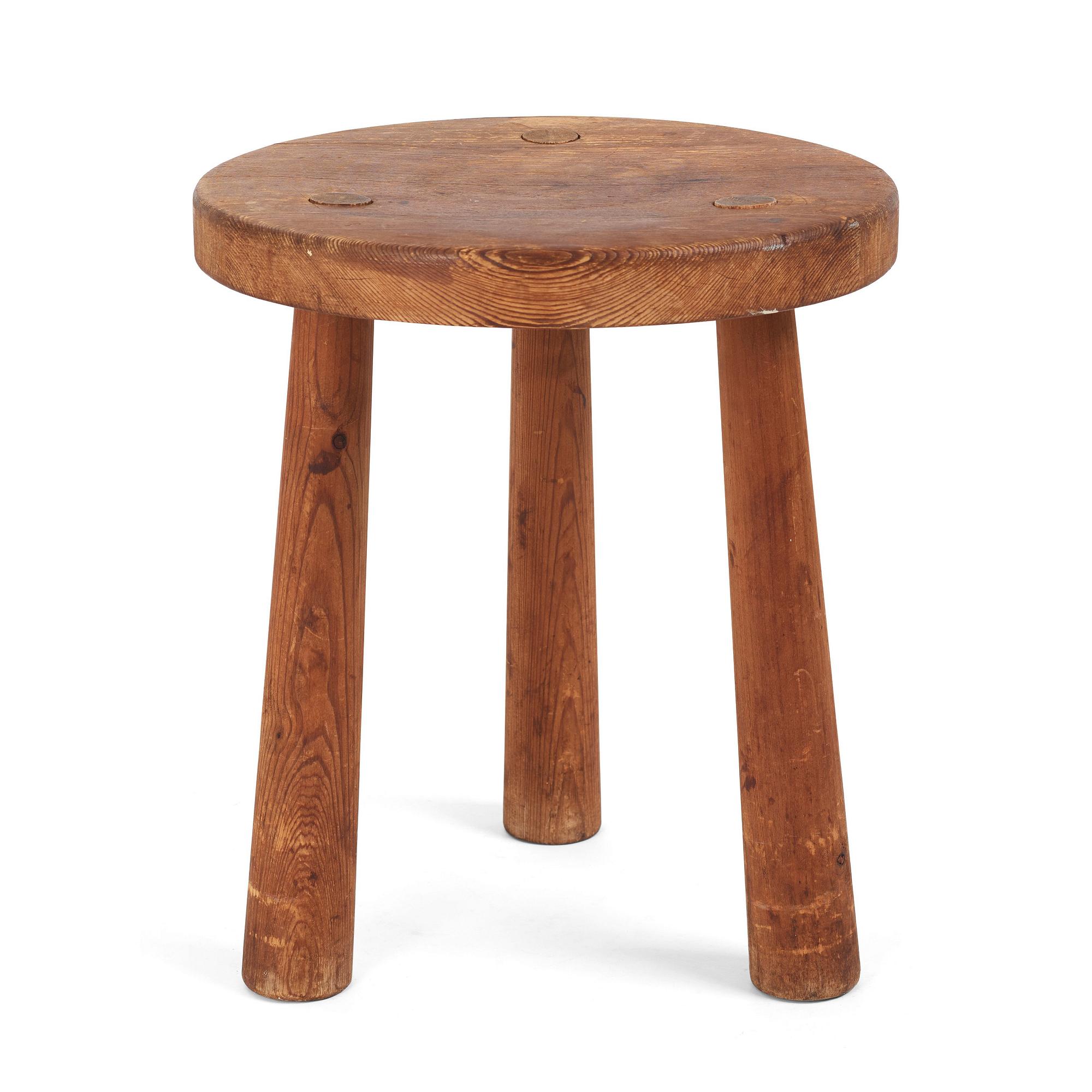 Axel Einar Hjorth, a stained pine 'Skoga' stool, Nordiska Kompaniet, Sweden 1930s.