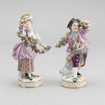 FIGURINER, ett par, Meissen 1900-talets andra hälft porslin.