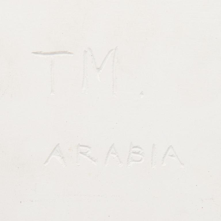 TOINI MUONA, VÄGGPLAKETT, Bladmotiv. Signerad TM Arabia.