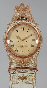 A Swedish Rococo 18th century longcase clock by N Berg, master 1751.