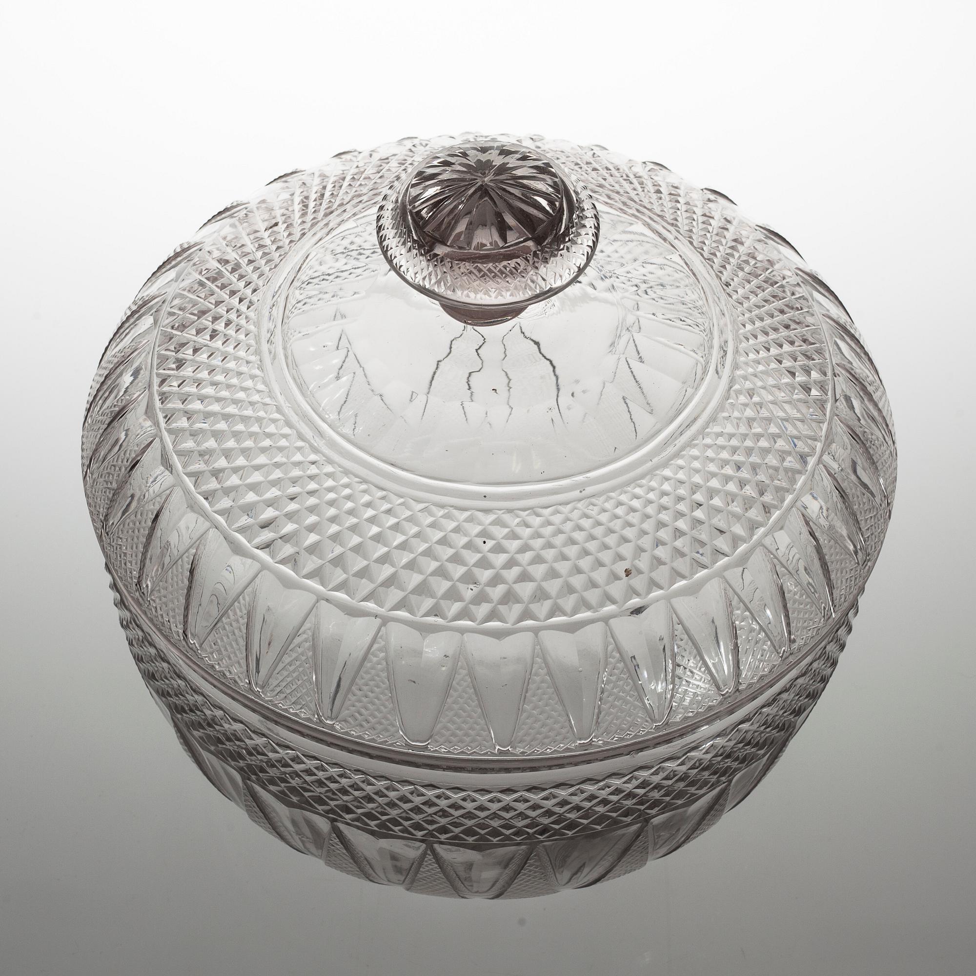 BÅLSKÅL  MED LOCK, glas, 1800-tal.