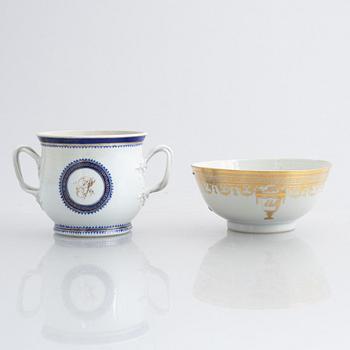 Six pieces of export porcelain, China, Qingdynasty, 18th century, and Jiaqing (1796-1820).