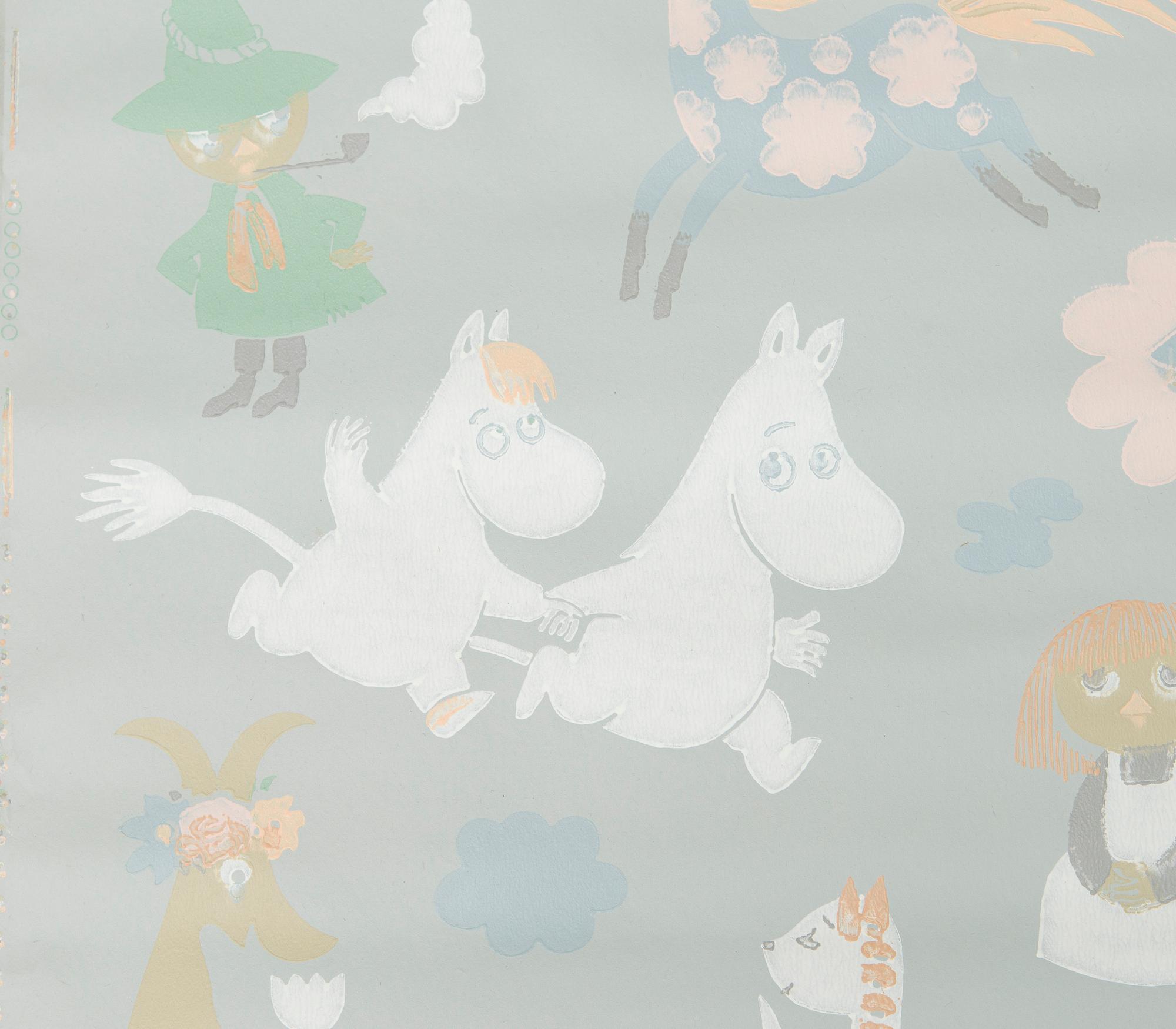 Tove Jansson, Moomin wallpaper, 6 rolls, mid-20th century.