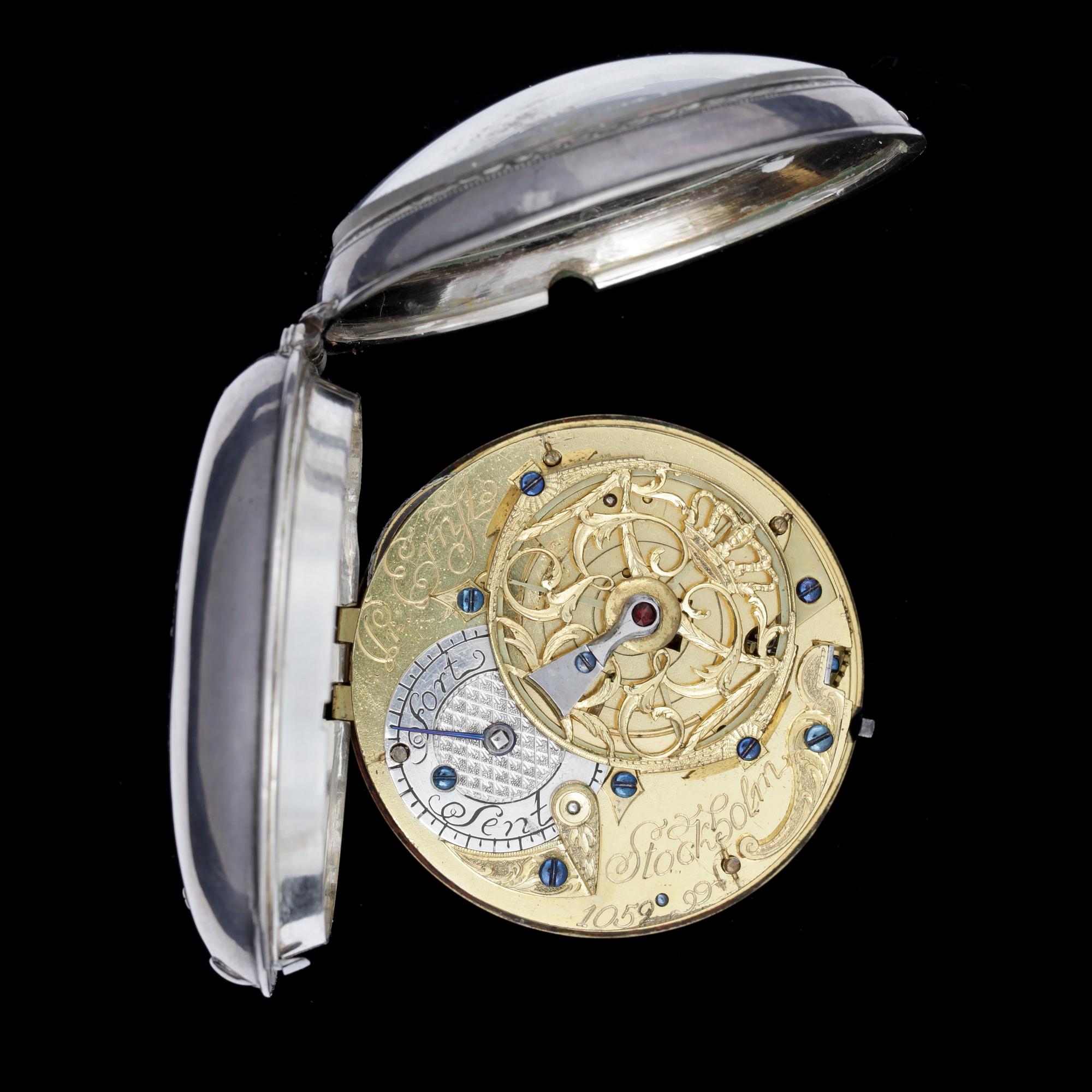 FICKUR, silver, Peter Ernst (Petter Ernst), Stockholm, verksam omkr 1753-1782.