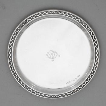 GLASUNDERLÄGG, 10 st, silver, GAB, 1970-tal. Tot ca 195 gram.