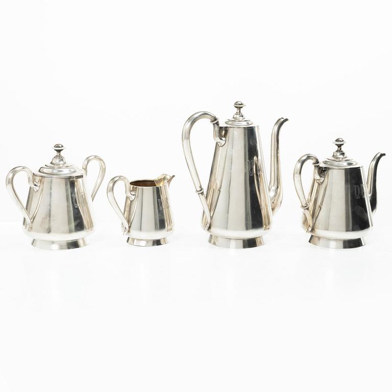 A Russian silver tea and coffee set, mark of Victor Fink, Moscow, active 1897–1917 (4 pieces).
